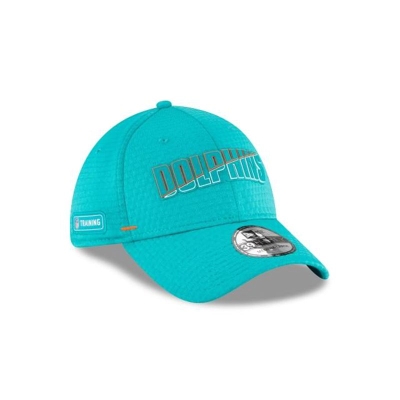 Blue Miami Dolphins Hat - New Era NFL Official Summer Sideline 39THIRTY Stretch Fit Caps USA0362591